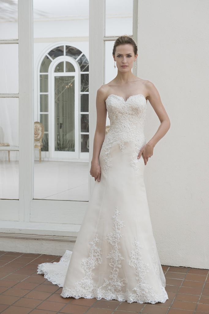 AT4637 - Strapless Lace Princess Cut A Line Wedding Dress