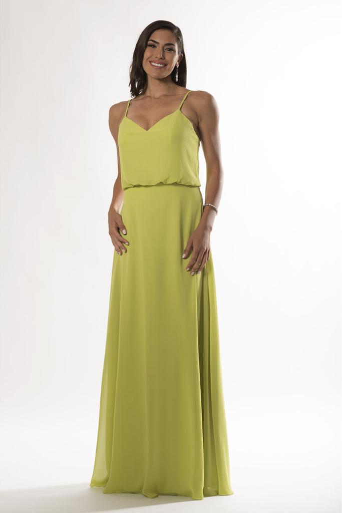 V Neckline Drape Bodice Bridesmaid Dress