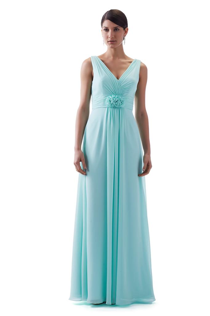 Sleeveless V Neckline with Flower Waist Detail