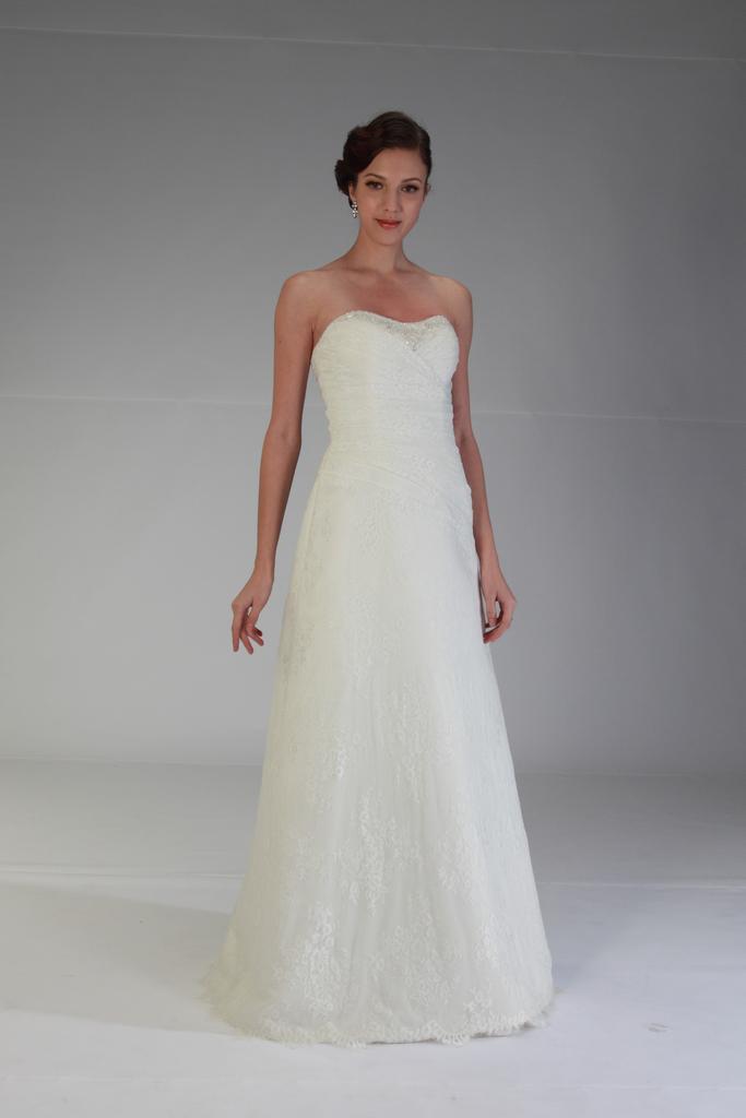 VN6851 - Venus Ivory Vintage Lace Wedding Gown with A-Line Skirt and Beaded Detail.