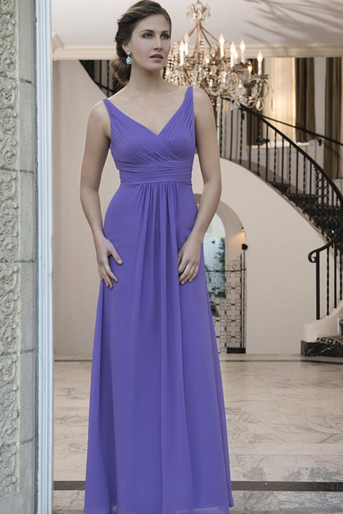 Front Pleat V Neckline Bridesmaid Dress